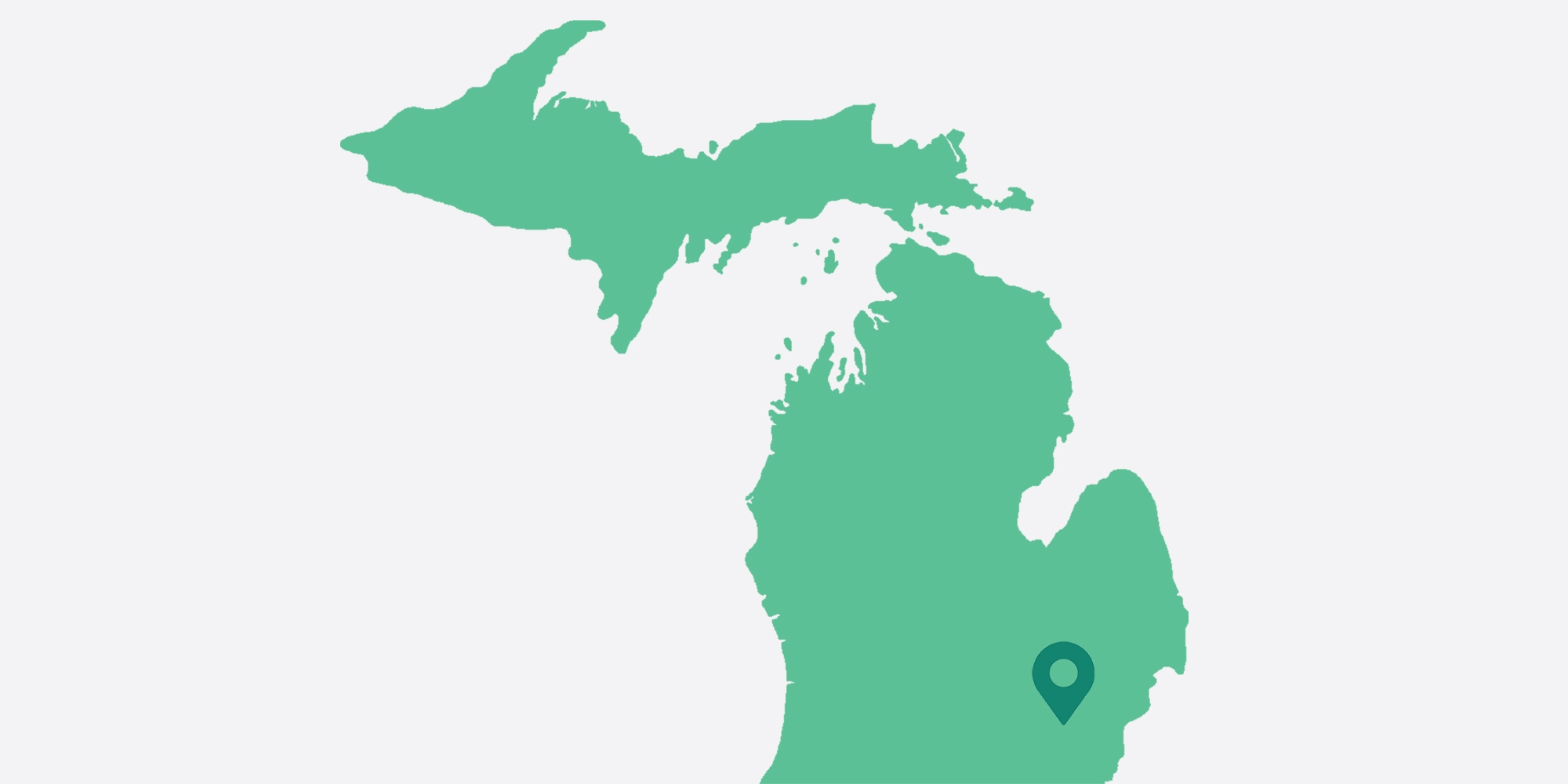 Workit-Michigan Map of Michigan with a pin in the Ann Arbor location of the Workit Health Clinic