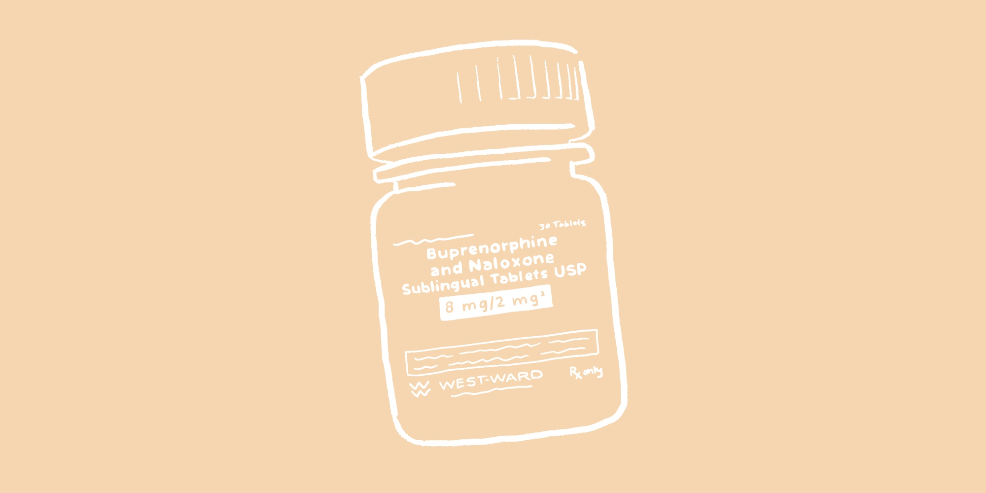 Drawing of a pill bottle of Buprenorphine/Naloxone